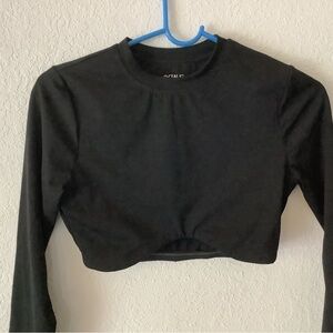 Black Long Sleeve Athletic Crop Top